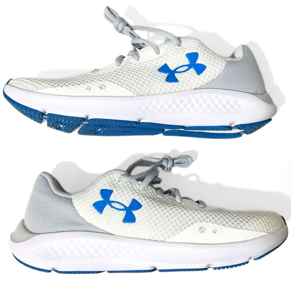 Under Armour Men's Charged Pursuit 3 White Blue Gray Size 8.5